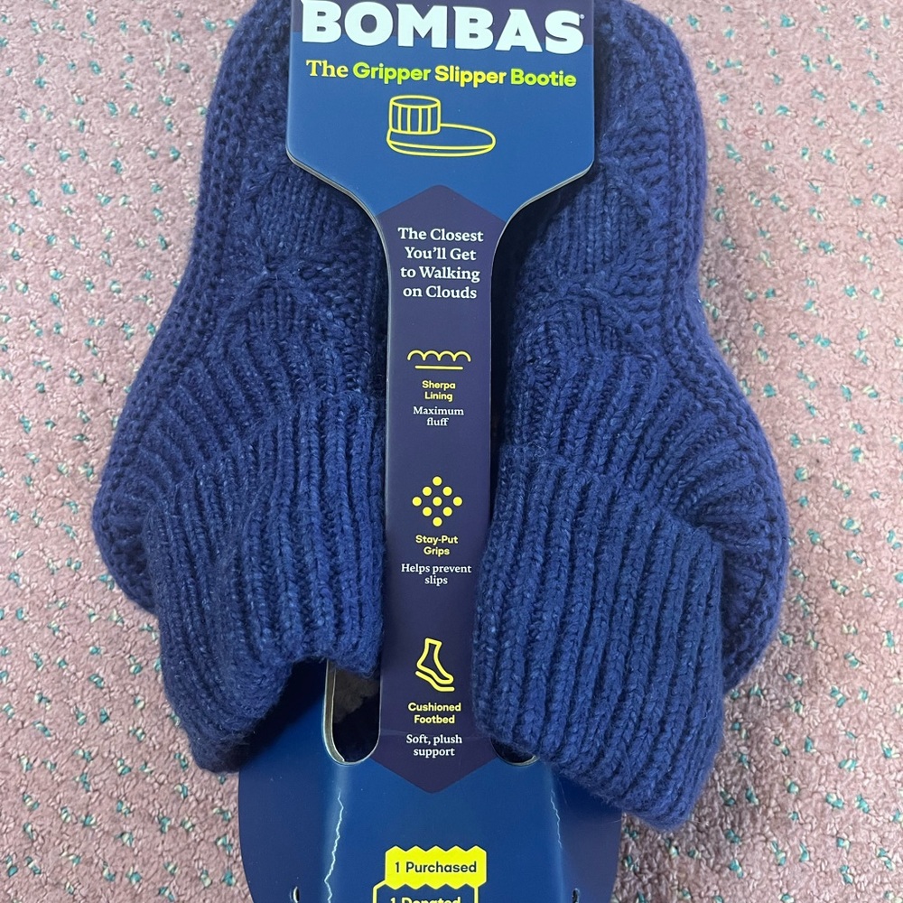 Bombas Deep Blue Gripper Slipper Booties